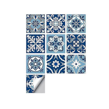Spanske & Marokkanske Blå Vægflise Klistermærker Skræl og Sæt Fast Bagplade Selvklæbende Vinyl Boligindretning Gør-det-selv Stue Soveværelse 