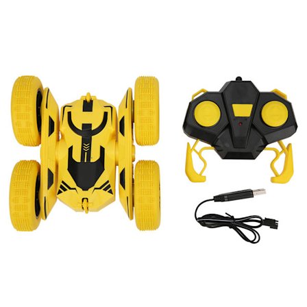2.4G Fjärrkontroll Stuntbil Dubbelsidig RC Leksak för Barn Gul