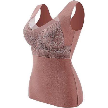 Termisk undertøy blonder dameundertøy bh vinter blonder bh med bøyler skjorte med kopp v-hals termisk fleeceundertøy