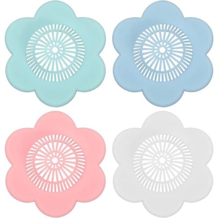 4-delt silikon hårsil, silikon vaskefilter, avløpsbeskyttelsesfilter for avløpshull, hårfanger dusjbeskyttelse, for baderom, badekar a