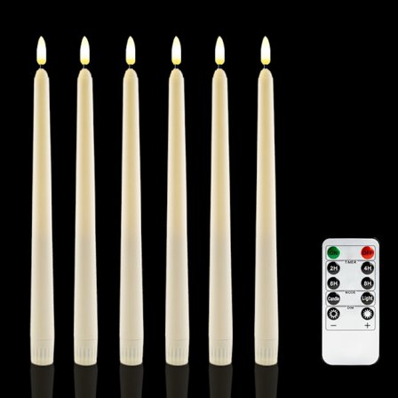 6-pakning Batteridrevne LED-lys med fjernkontroll og timer, ekte voks flimrende varmhvitt lys-FX-