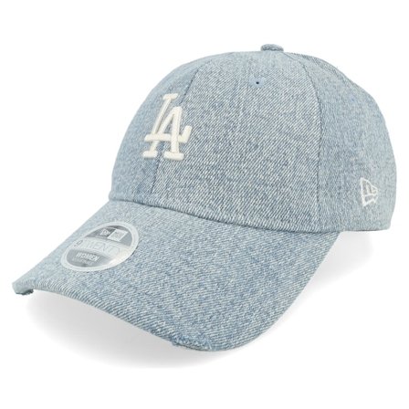 New Era - MLB Blu unconstructed Cappellino - Los Angeles Dodgers Womens Acid Denim 9TWENTY Pale Blue/White Dad Cap @ Hatstore