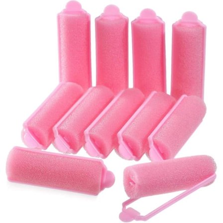 Skum Svampe Hårruller Fleksible Sovende Curlers Bløde Frisør Curlers Til Kvinder Piger Hårstyling (12 stk, Pink)