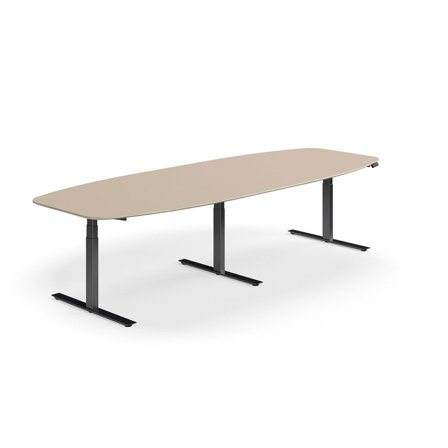 Höhenverstellbarer Konferenztisch NOVUS, 3200x1200 mm, schwarz/lehmgrau