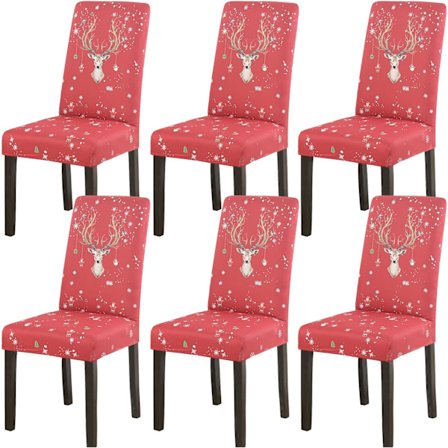 (M-röd, 6-pack) Matstolsöverdrag Set om 6, Stretch Matstolsöverdrag