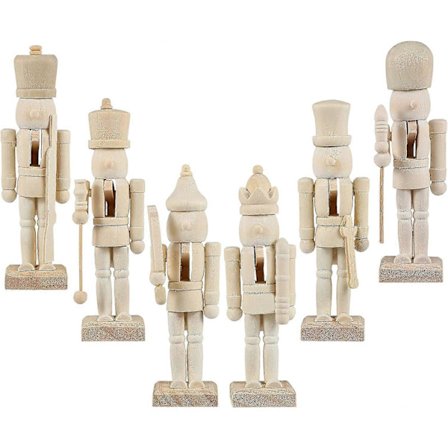 6-pak DIY 12 cm Træ Nøddeknækker Sæt – Maling & Pensler, Børnehåndværk