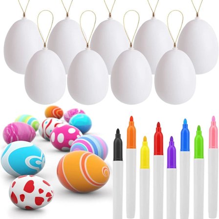 72 stk. hvide tomme påskeæg med 8 lucky tusser