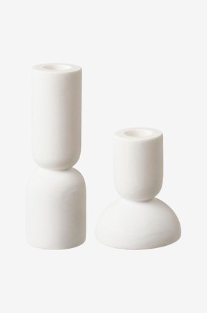 House Nordic - Lysestage, - sæt med 2 - Hvid - Lysestager & lanterner - Fra Homeroom