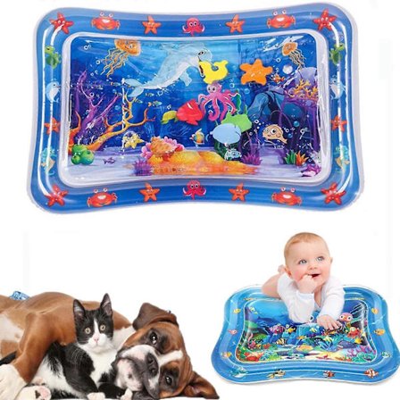 Vattensensor Lekmatta för Katter, Barn & Bebisar - Förtjockad Matta med Fiskdesign, Kompatibel med Vatten Sensorisk Lek [YJD]