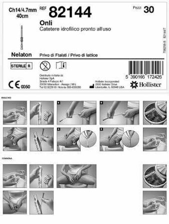 Onli Catetere Idrofilico Pronto All'Uso 40cm 14CH 30 Pezzi