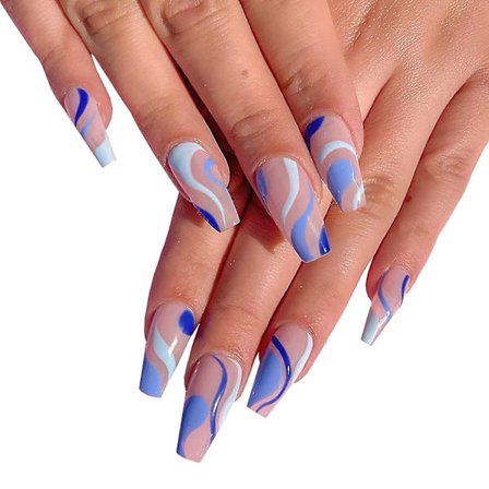 Matt Press-on Naglar, 24 st Kista Falska Naglar, Långa Abstrakta Clip-on Naglar, Ballerina Konstgjorda Akrylnaglar för Dagligt Bruk (Enkla Randiga)