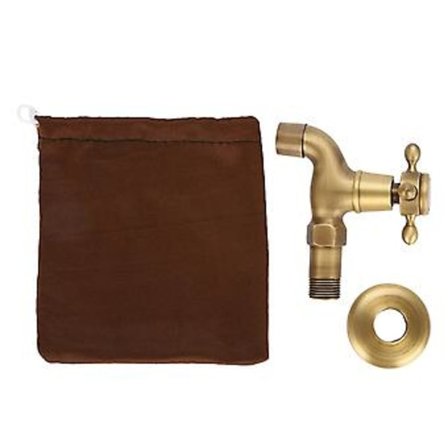 Vægmonteret Vintage Massiv Messing Vandhane Enkelt Koldt Vand Hane til Køkkenvask Moppebassin (Kort)