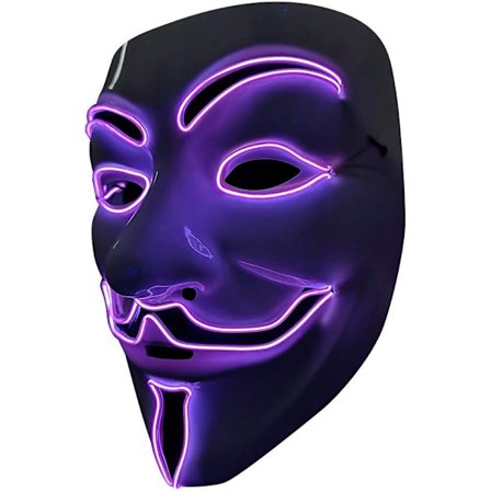 LED Maske V Vendetta Maske EL Wire Lysende til Halloween Kostume Cosplay Fest