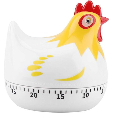 Kjøkken Timer med Kyllingmønster, Nedtellingstimer med Kyllingmønster for Matlaging og Baking (Hvit)
