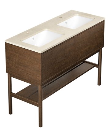 Gustavsberg Ducentic GB71DCVU12AWCC21LF Kommodpaket med ben, 120 cm, brun ek/beige sten, 2 hoar Brun ek/Beige sten, Badrum