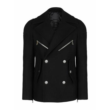 Balmain, Double-Breasted Coats Zwart, Heren, Maat:L