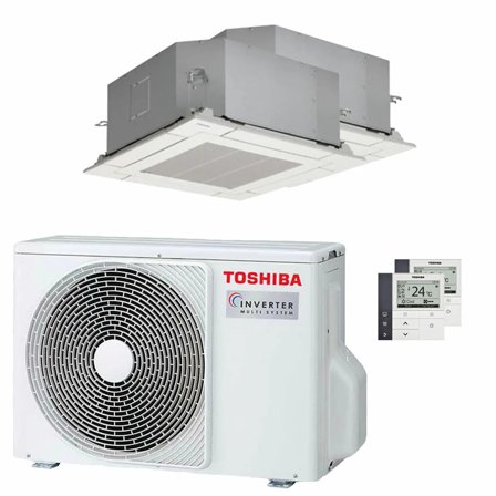 Condizionatore Toshiba Cassetta compatta U2 a 4 vie dual split 9000+9000 BTU inverter A++ unità esterna 5.2 kW