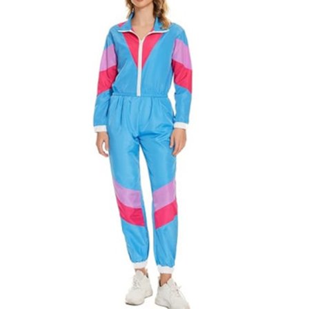 Dame Color Block 2-delt Vindjakke Antrekk Langermet Glidelås Crop Top Treningsdress Sett