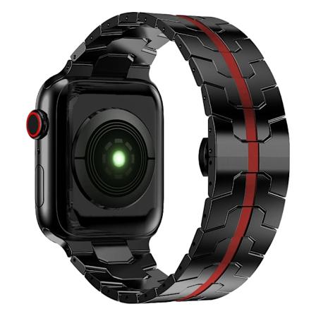 Luksus Armbånd for Apple Watch - Band 45mm 44mm 49mm 42mm 41mm 40mm 38mm Metall Rustfritt Stål Armbånd iWatch Series 7 8 SE 3 Ultra Svart Rød 42mm 