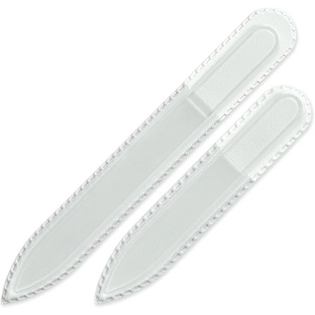 Sæt med 2 krystal neglefile - Håndlavede - Dobbeltsidet - Ætsede -- Naturlige negle glas neglefile