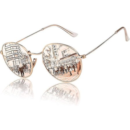 Vintage Pyöreät Peilipintaiset Polaroid Aurinkolasit Uv400 Suojalla Mff7 Lahja