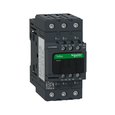 Schneider Electric LC1D40ABD Kontaktor 3-polet, 24 V 40 A, Elfordeling & strømforsyning