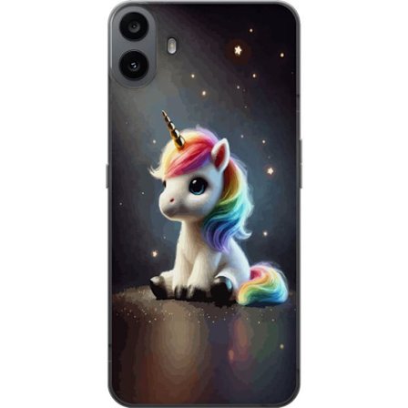 Kompatibelt Mobilskal till Nothing Nothing CMF Phone 1 Sittande enhörning med regnbågsman i mjukt ljus, stjärnor i bakgrunden och sagolik känsla i