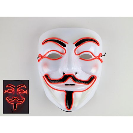 Mask Happy face med Glowstrip Röd