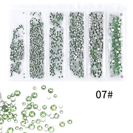 6 Gitter Farverige Neglekunst Rhinestones Flere Farver Dekoration DIY Manicure Værktøjer (07)