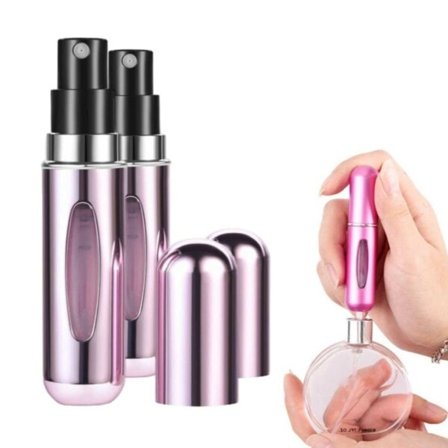 2 -pakke mini påfyllings parfymeflaske - påfylte reisebeholdere 5 ml rosa