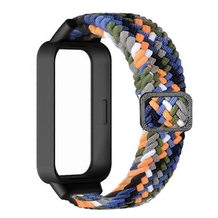 För Xiaomi Smart Band 9 Active Redmi Band 3 Vävda Nylon Armband Snap-On Fodral Klockarmband - Denimblå Multicolor Denimblå Denimblå