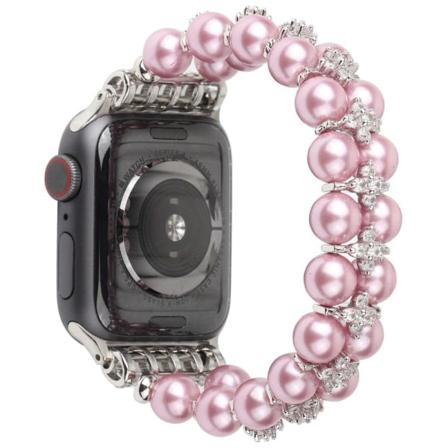 Apple Watch (41 mm) urrem i rhinestone-perlestil - Lyserød Pink