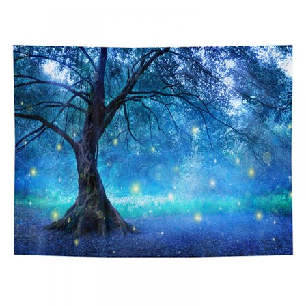 Vaaleansininen seinävaate, mystinen fantasia metsä sininen luonto piknikmatto Be