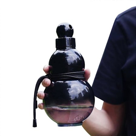 1000ml Vattenflaska i Kalebassform, Sportvattenflaska, Läcksäker Vattenflaska Dricksflaska för Gym, Löpning, Resor Svart