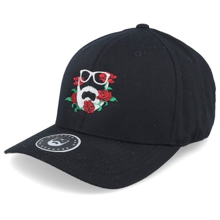 Bearded Man - Svart flexfit Keps - Rose Logo Black Flexfit @ Hatstore