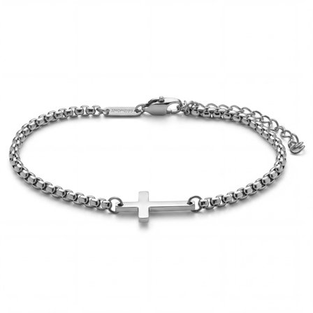 New Classics | 3mm Hopeansävyinen Teräksinen Pyöristetty Risti Ranneketju miehille - Ristirannekorut