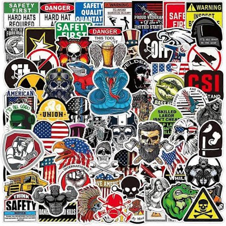 100 Hard Hat-klistremerker, verktøykasse, panser, termos, hjelmdekaler, 100 % vinyl og vanntett! Morsomme klistremerker for voksne, mekanikere, 