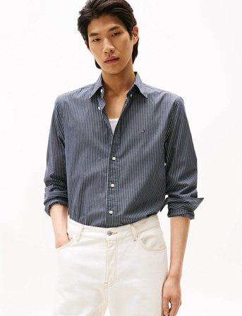 Tommy Hilfiger Core Hairline Poplin Rf Shirt - Black - M