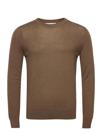 Flemming Crew Neck 3111 Neulepaita Pyöreä Kaula-aukko Ruskea Samsøe Samsøe