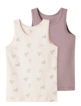 name it Nmftank Top 2P Barely Pink Bow Noos - Pink - 104