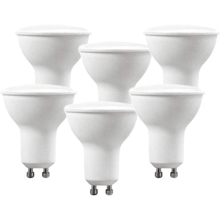GU10 5W 220V 400 Lumen LED-lampe 6000k (X6, kald hvit)