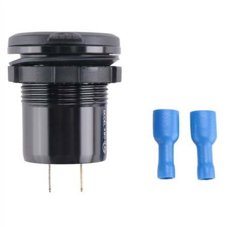 Laddare 3.0 Dubbel USB-billaddare med voltmeter och strömbrytare, 36W 12V utgång för lastbil båt marin ATV, svart