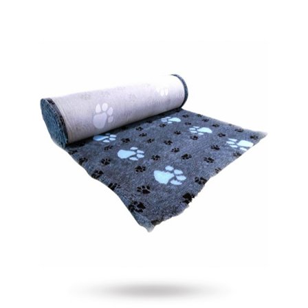 Companion - Companion ProFleece Hundeteppe - Blå/Sort Med Poter 100x75 cm