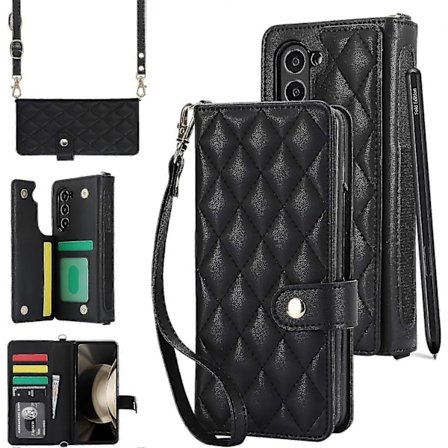 For Samsung Galaxy Z Fold 6 Lommebokdeksel med S Pen-holder, Crossbody-snor og Håndleddsrem, Støtsikkert Stilig Beskyttelsesdeksel