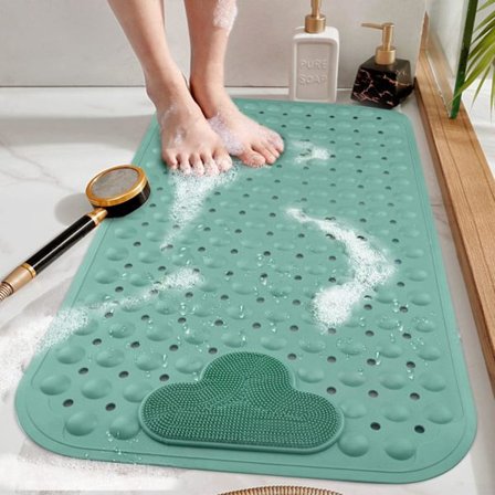 (Grønn) Anti-Skli Dusjmatte med Sugkopper og Dreneringshull,