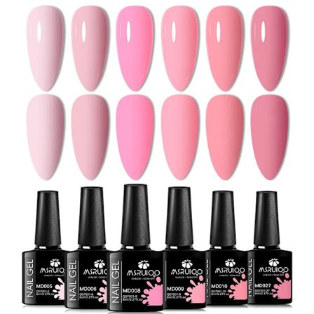 6st All-season Gel Nagellack Set Nude Rosa Röd Glitter Semi Permanent UV Gel Polish Kits Allt För Manikyr Soak Off Vernis