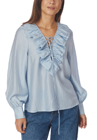 Neo Noir Katarina Crepe Ruffle Blouse Blusar Dam Blå 42