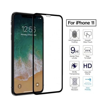 iPhone 11 HD 3D-skærmbeskytter hærdet glas carbon fiber