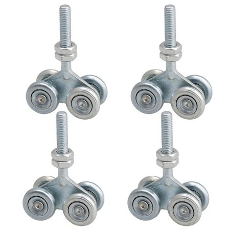 4x Skyve Spor Rulle Henge Låve Dør Skinne Vogn Hjul H4-3 Sølv