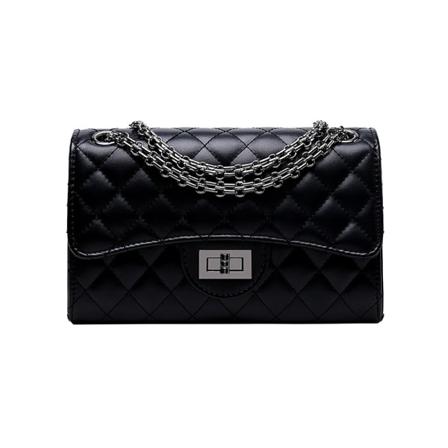 Quiltad Crossbody-väska, 28*10*17cm Svart L